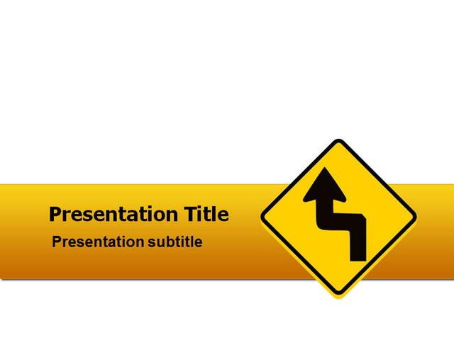 黄色交通警示PowerPoint模板免费下载