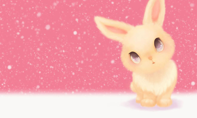 粉色可爱的小兔子PPT背景图片