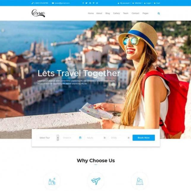 Bootstrap4蓝色响应式旅行社组团旅游网站HTML5模板  