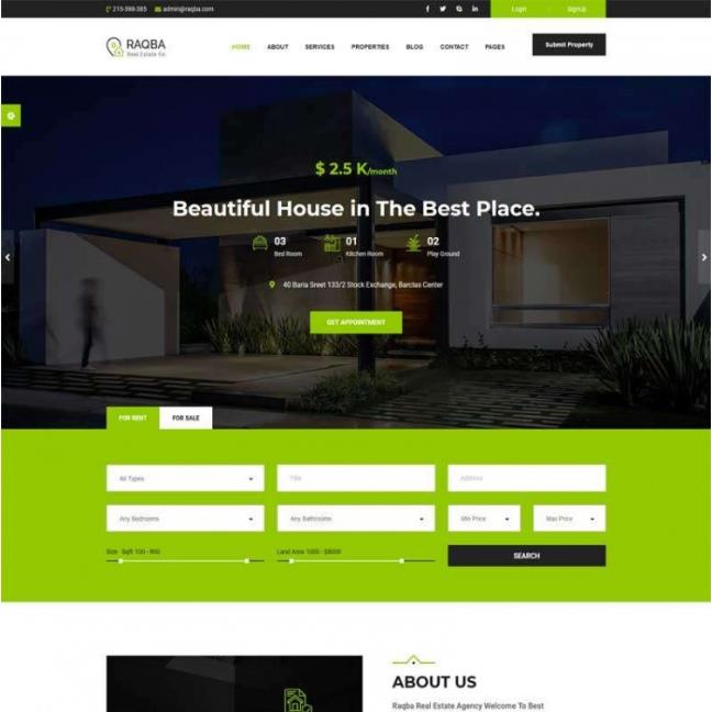 Bootstrap响应式房地产租赁交易销售平台网站HTML模板  