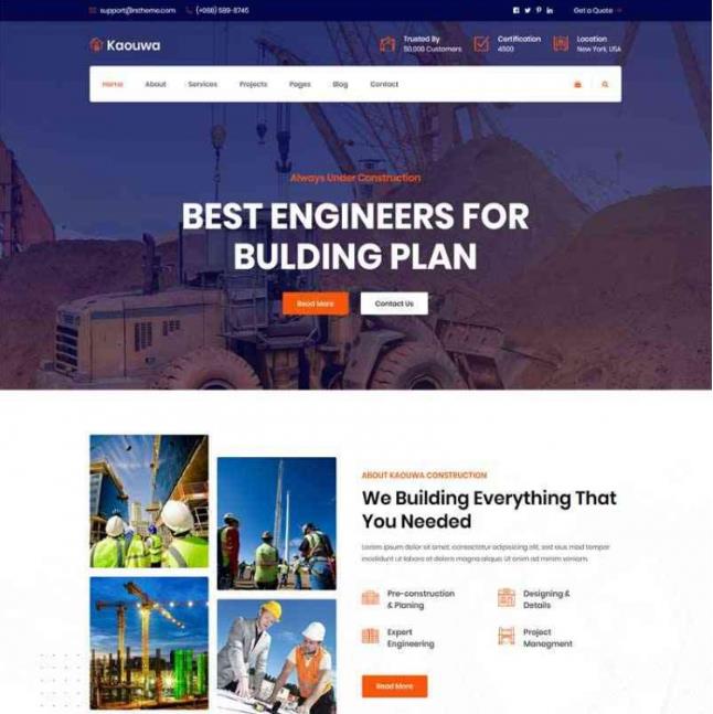 bootstrap响应式橙色大气房地产建筑行业网页HTML模板  