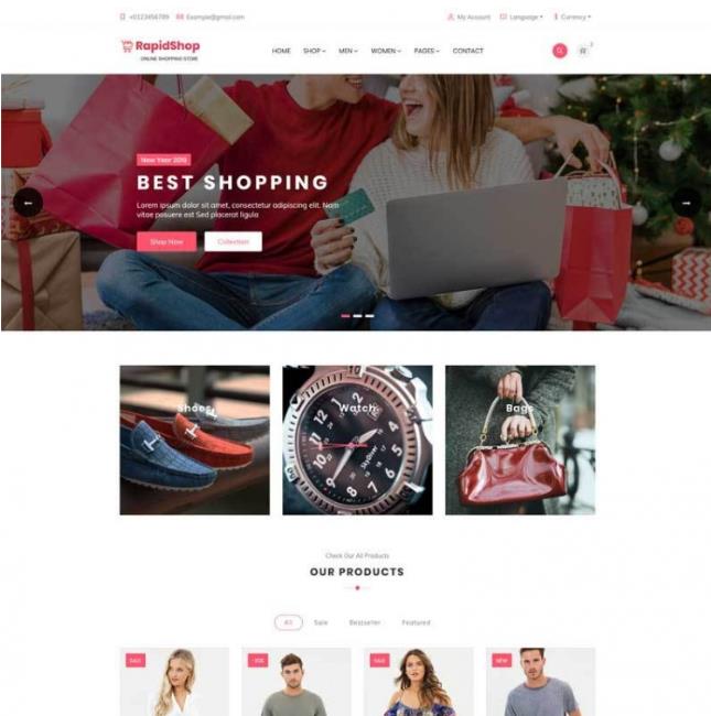 Bootstrap粉色响应式男女服装购物商城网站HTML模板  