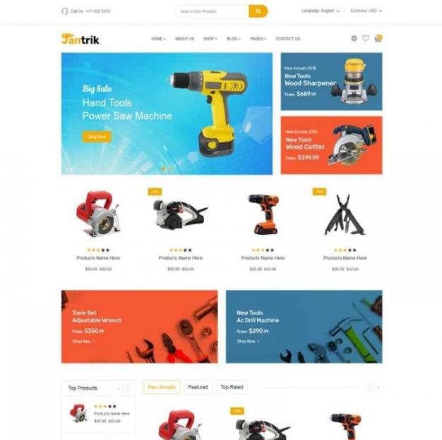 Bootstrap响应式的电工机械设备零售商店网站HTML模板  