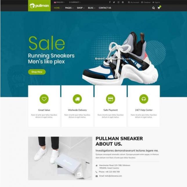 Bootstrap精美响应式运动鞋在线商城HTML5模板  