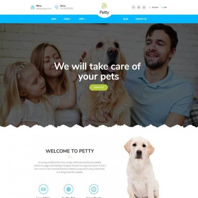 Bootstrap扁平响应式宠物商店宠物医院网站html模板  
