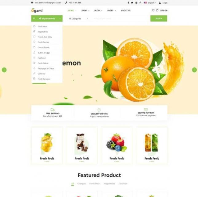 响应式有机食蔬菜水果食品商城网站HTML5模板  